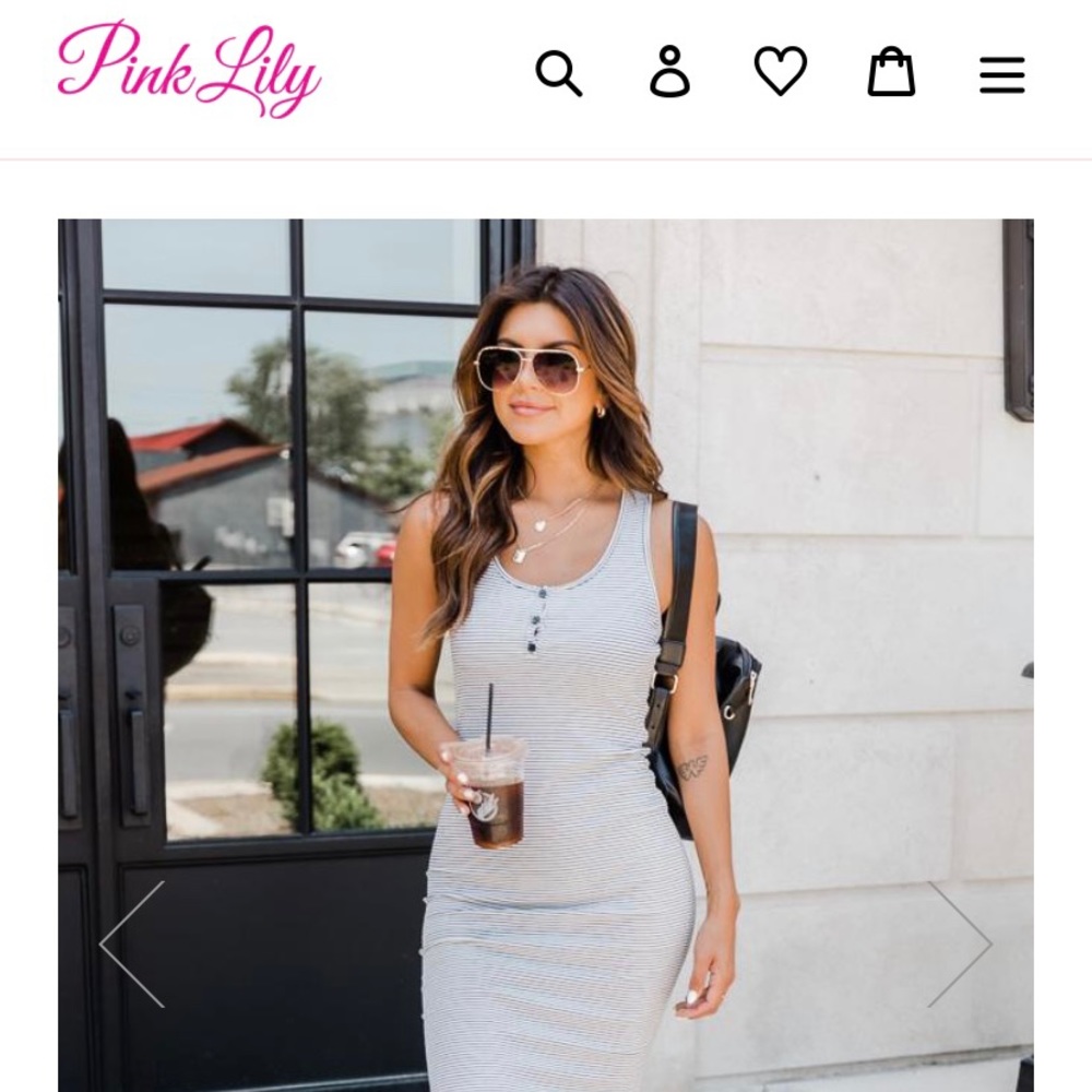Pink Lily Stripe Midi Dress